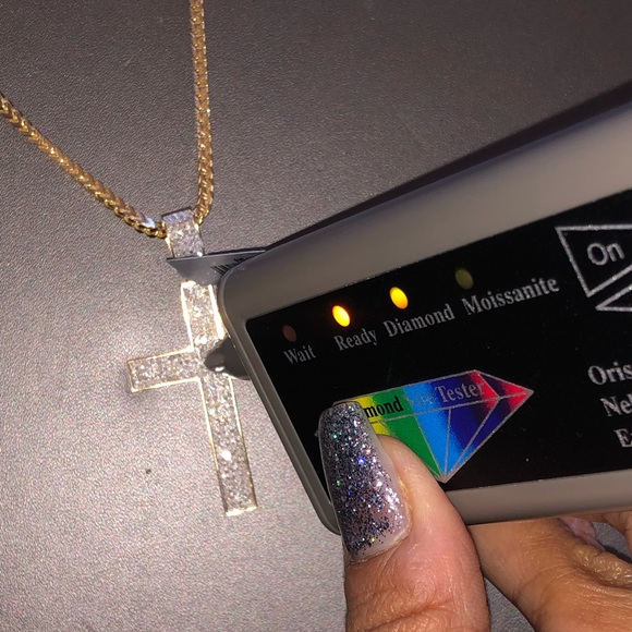 10k gold vermeil REAL DIAMOND cross pendant charm not CZ best gift so beautiful! - Picture 5 of 5